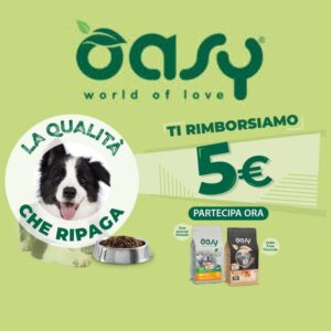 Oasy, brand noto per gli alimenti di qualità per cani, ha lanciato un'interessante iniziativa cashback denominata "La Qualità che Ripaga"